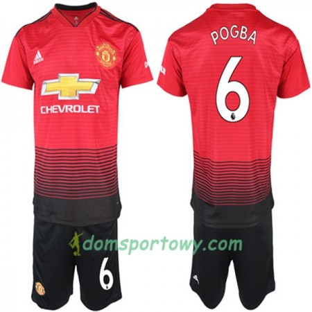 Koszulka Manchester United Paul Pogba 6 Dziecięcy Domowe Koszulki Piłkarskie 2018-2019 Krótki Rękaw